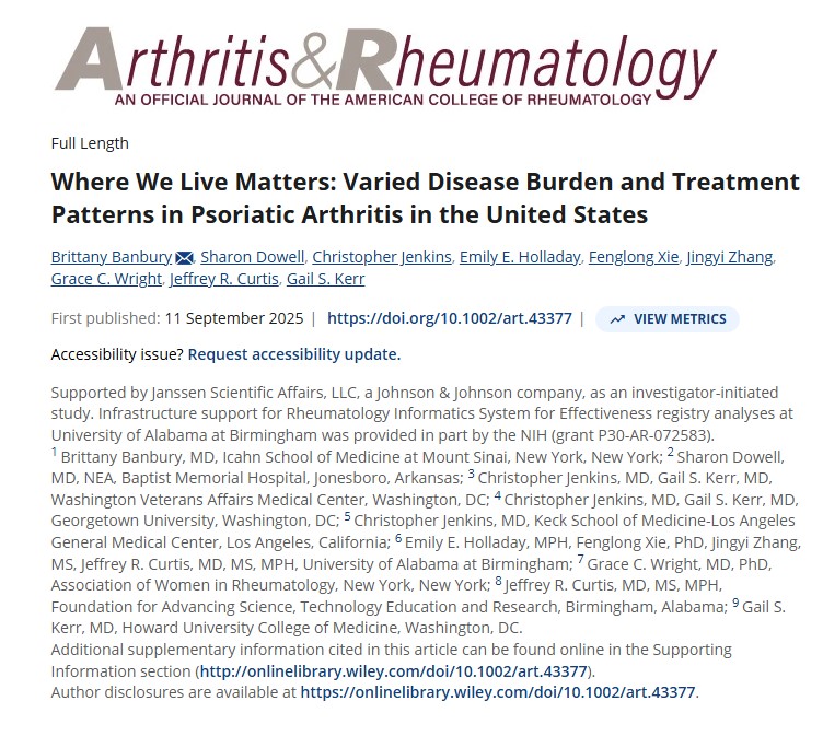 Where We Live Matters: Varied Disease Burden and Treatment Patterns in Psoriatic Arthritis in the United States
